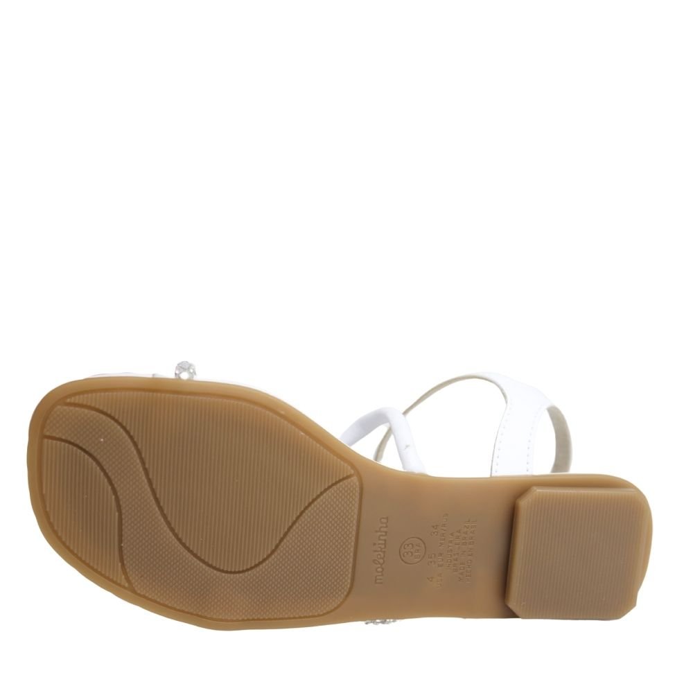 Sandália Rasteira Infantil Menina Brilho Conforto 2354.102 Branco 5