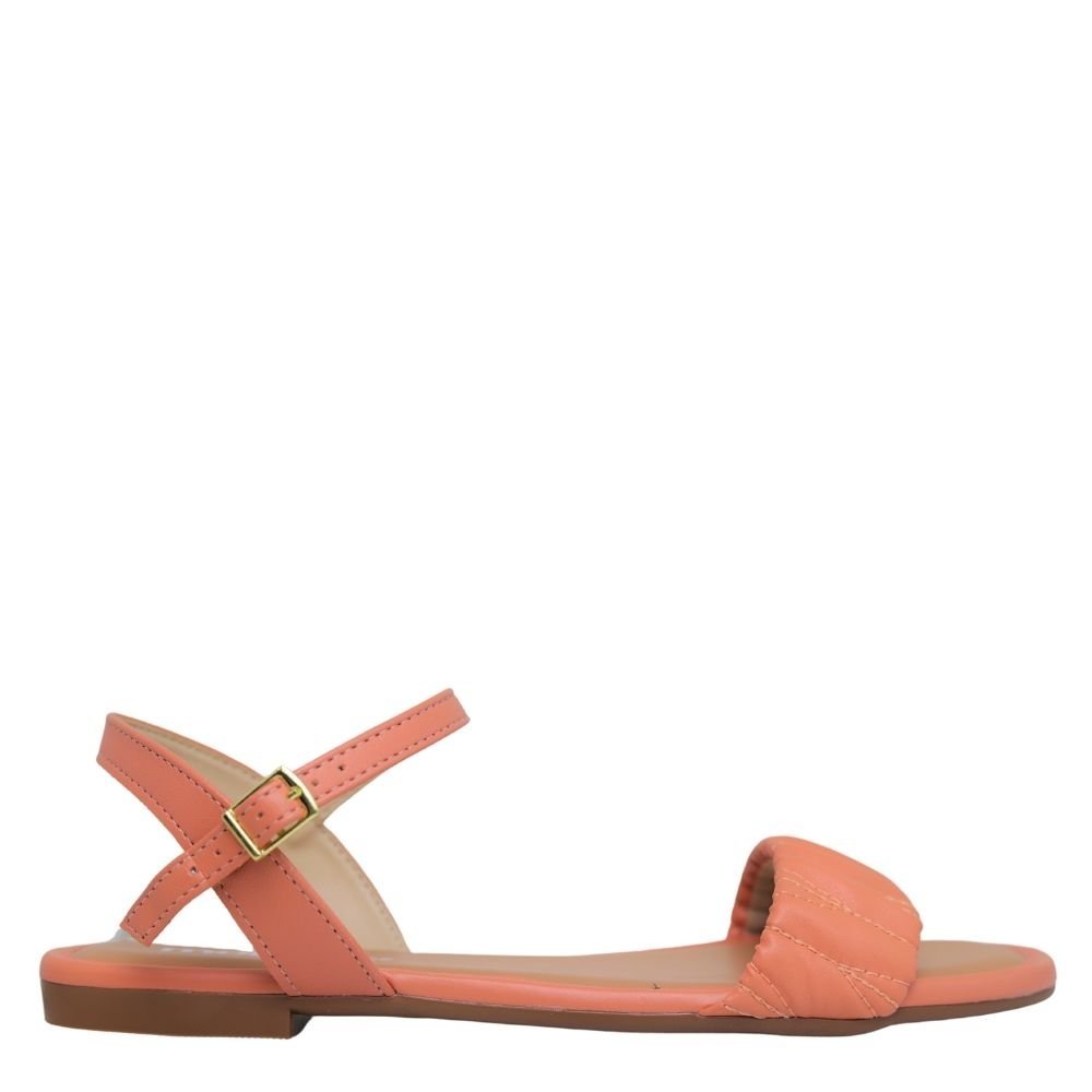 Sandalia Feminina Moleca Flat Brilhante Calce Facil 5435.544 Laranja 2