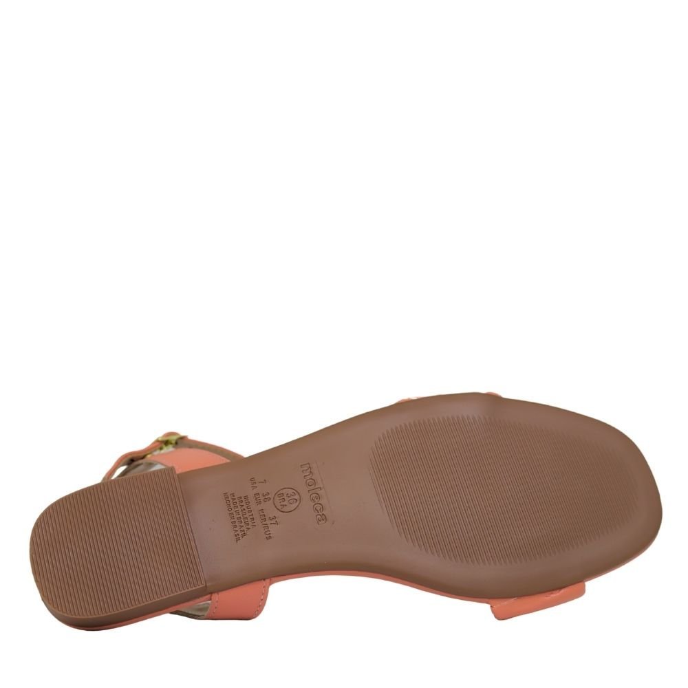 Sandalia Feminina Moleca Flat Brilhante Calce Facil 5435.544 Laranja 5