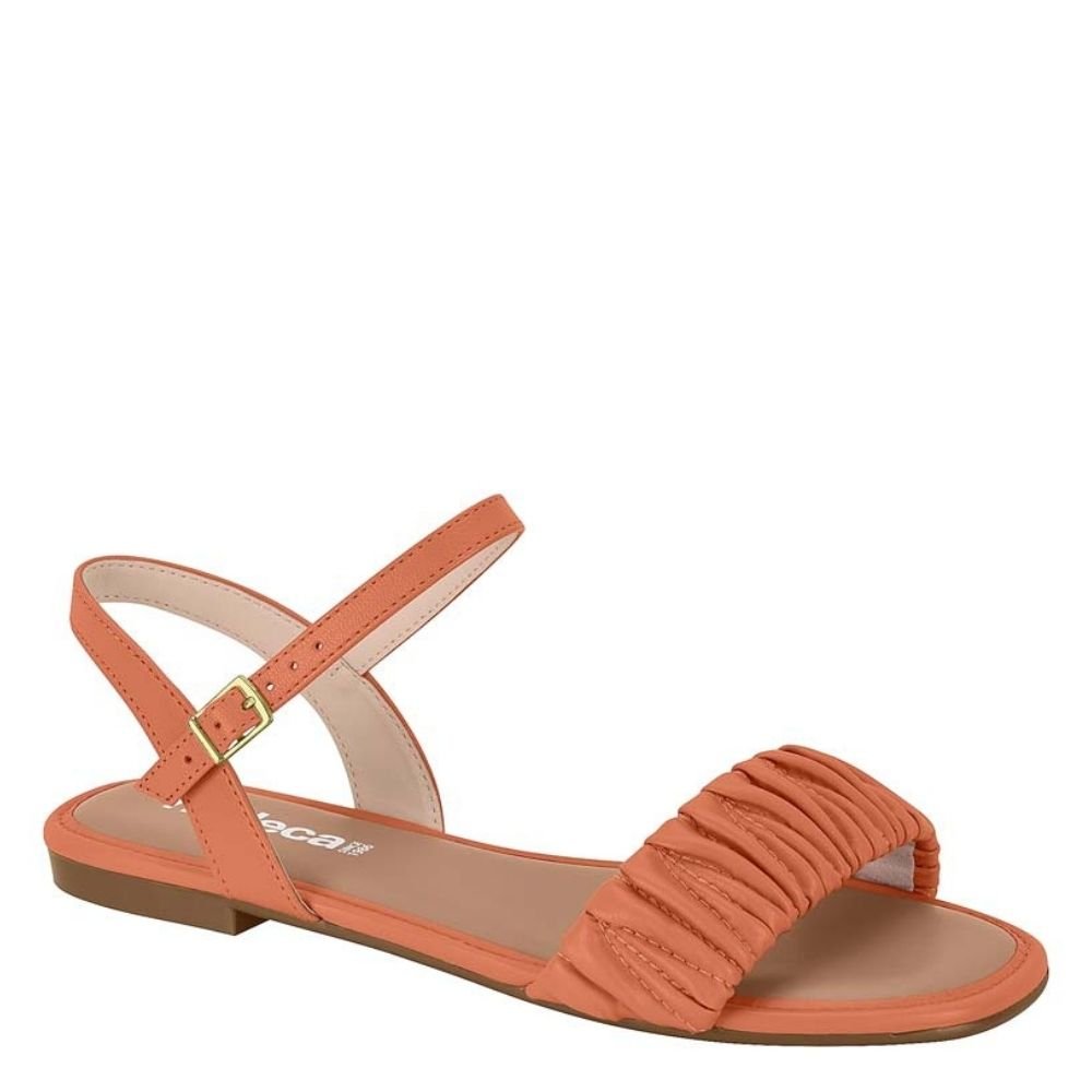 Sandalia Feminina Moleca Flat Brilhante Calce Facil 5435.544 Laranja 3