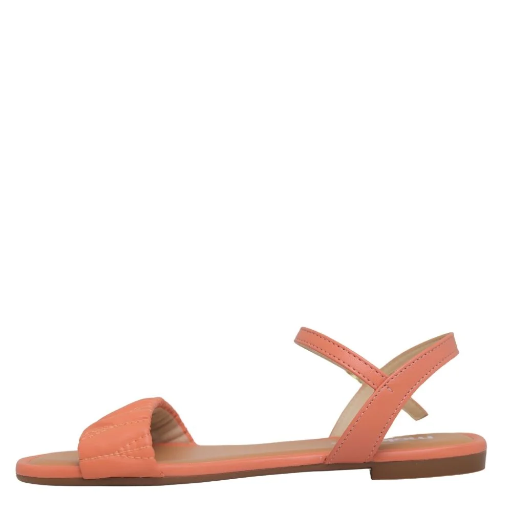 Sandalia Feminina Moleca Flat Brilhante Calce Facil Laranja