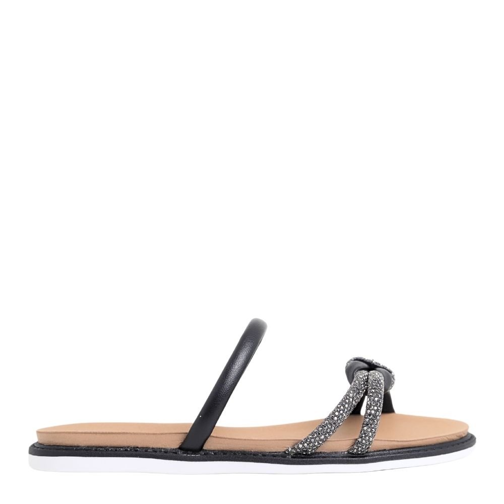 Rasteirinha Feminina Conforto Slide Glitter Moleca 5443.132 Preto 2