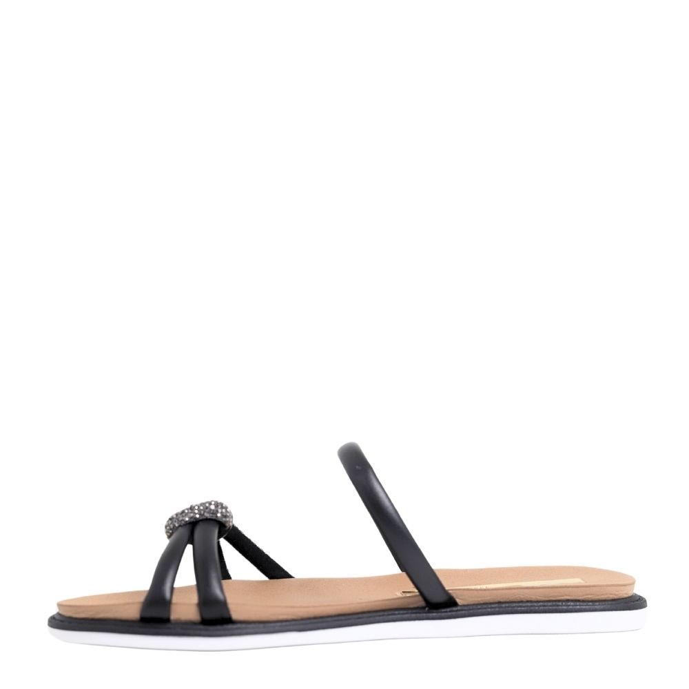 Rasteirinha Feminina Conforto Slide Glitter Moleca 5443.132 Preto 3