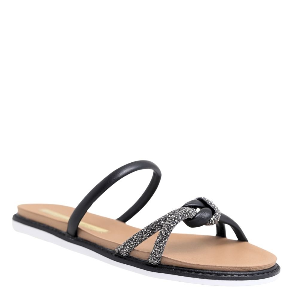 Rasteirinha Feminina Conforto Slide Glitter Moleca 5443.132 Preto 4