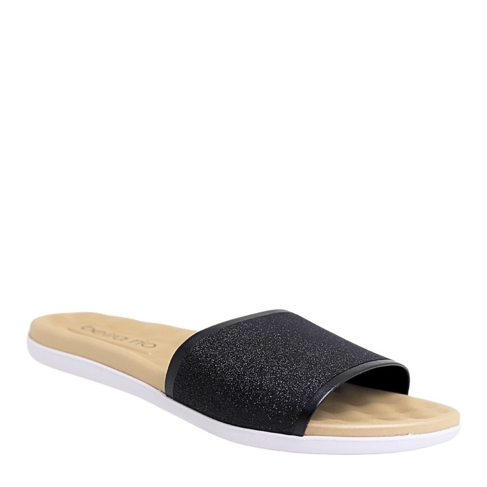 Chinelo Sandália Slide Beira Rio Conforto Glitter 8360.353 Preto 4