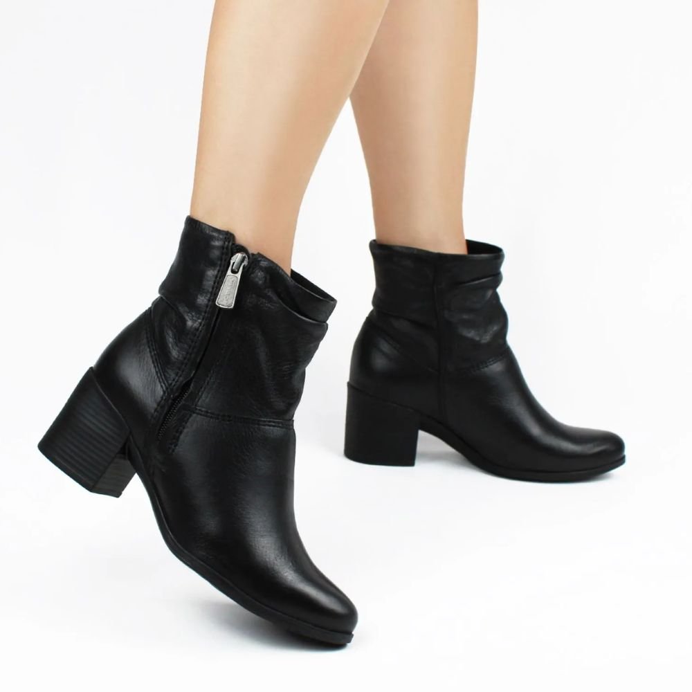 Coturno Feminino Couro Conforto Bottero Salto Grosso 346907 Preto 3