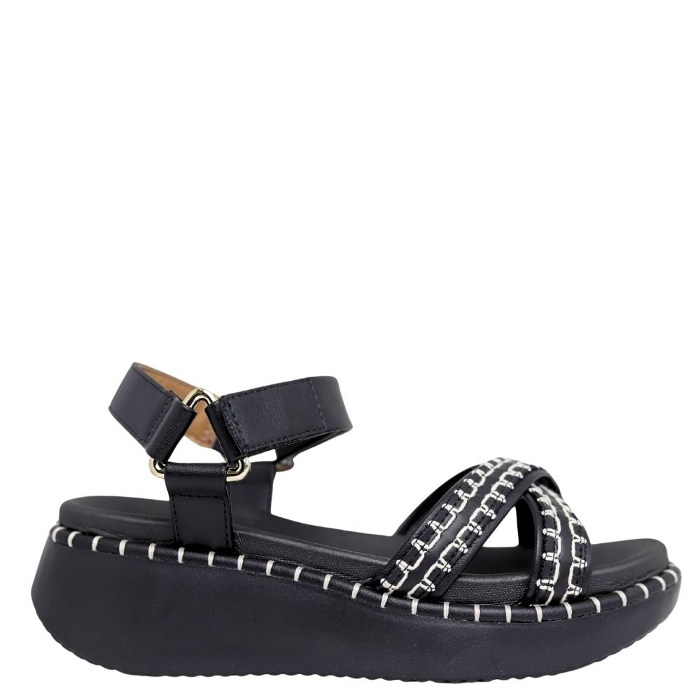 Sandália Papete Anabela Flatform Vizzano Confortavel 6519102 Preto 2