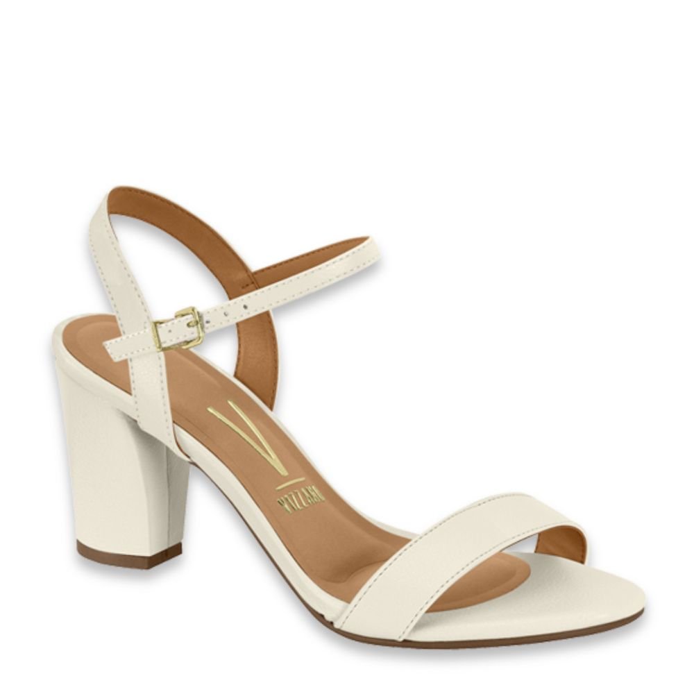 Sandália Feminina Salto Médio Grosso Festa Vizzano 6262.474 Branco 1