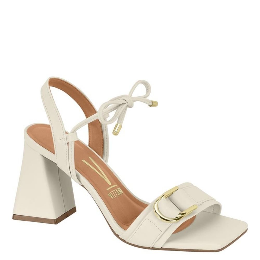 Sandália Feminina Salto Grosso Bloco Médio Vizzano 6464.133 Branco 1
