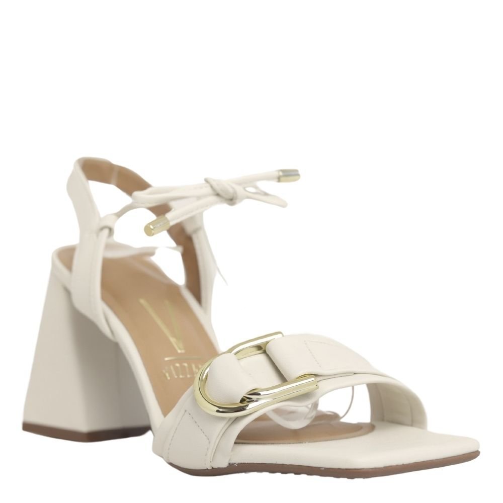 Sandália Feminina Salto Grosso Bloco Médio Vizzano 6464.133 Branco 4