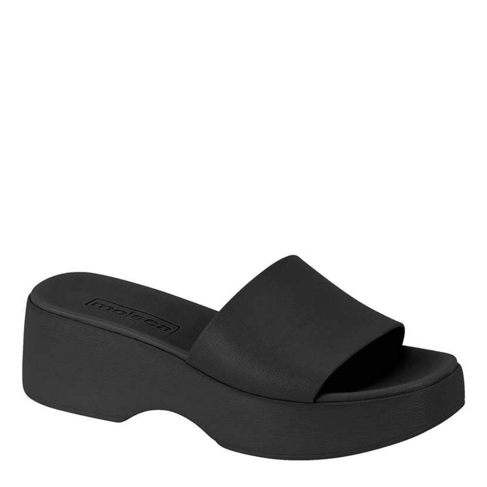 Tamanco Feminino Flatform Sandália Conforto Moleca 5503.100 Preto 1