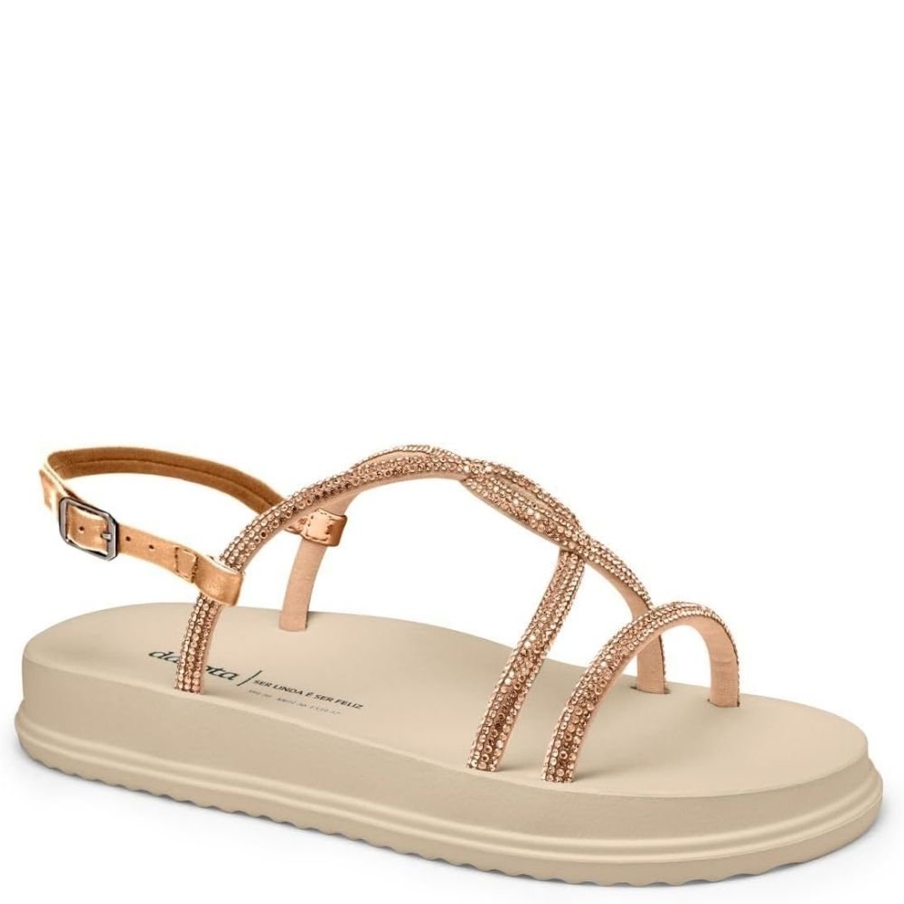 Sandália Dakota Flatform Com Brilhos Conforto Leve Y6246 Bege 1
