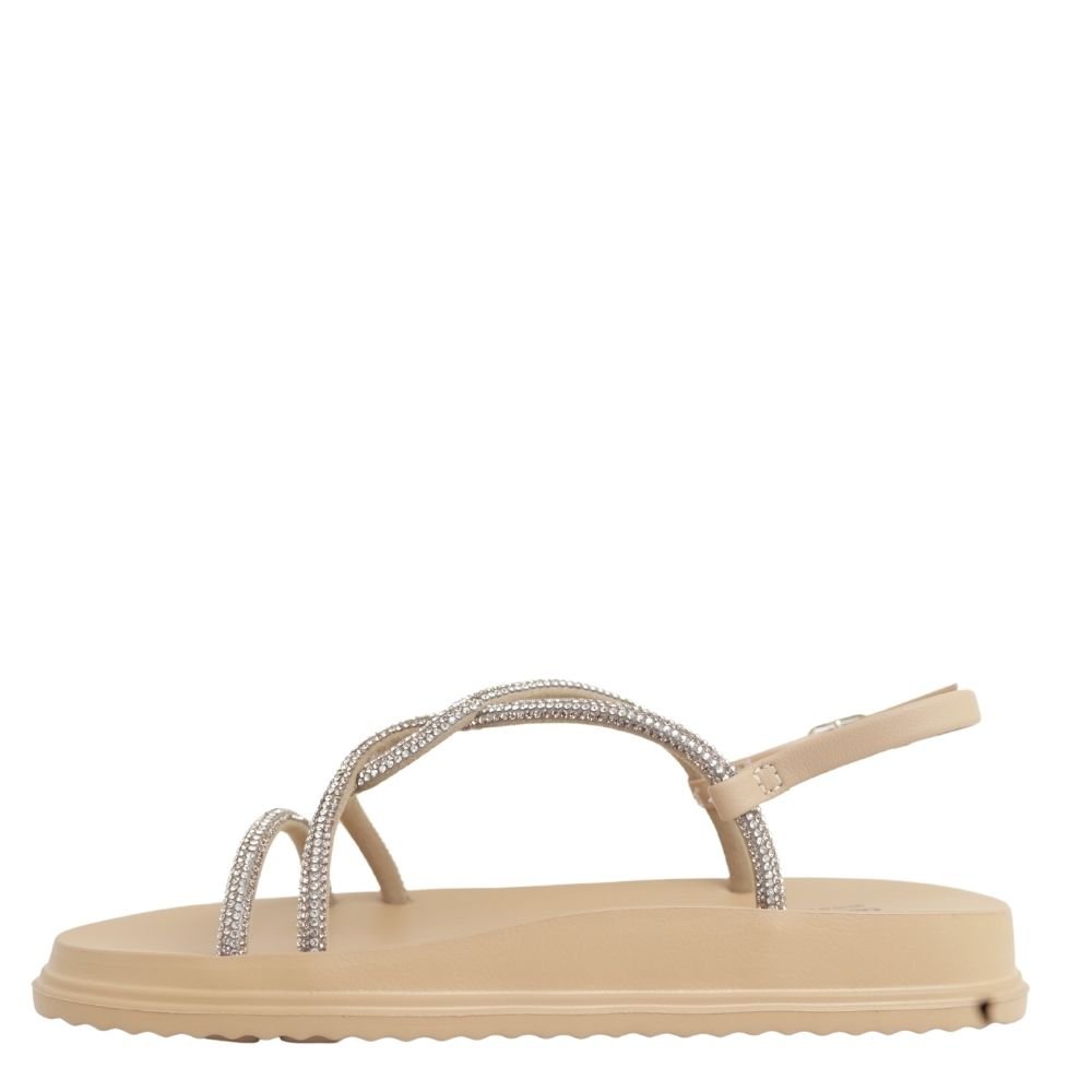 Sandália Dakota Flatform Com Brilhos Conforto Leve Y6246 Bege 3