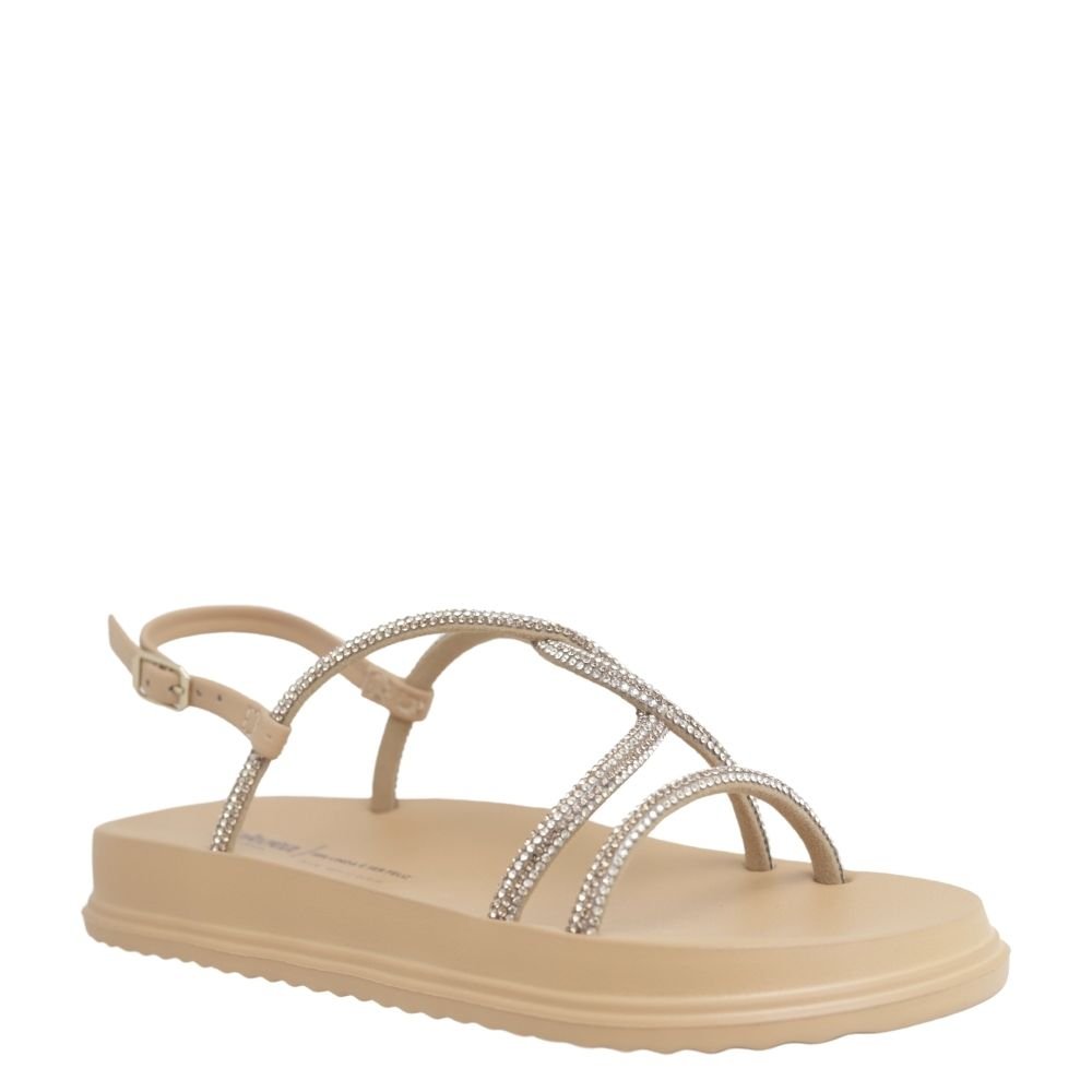 Sandália Dakota Flatform Com Brilhos Conforto Leve Y6246 Bege 5