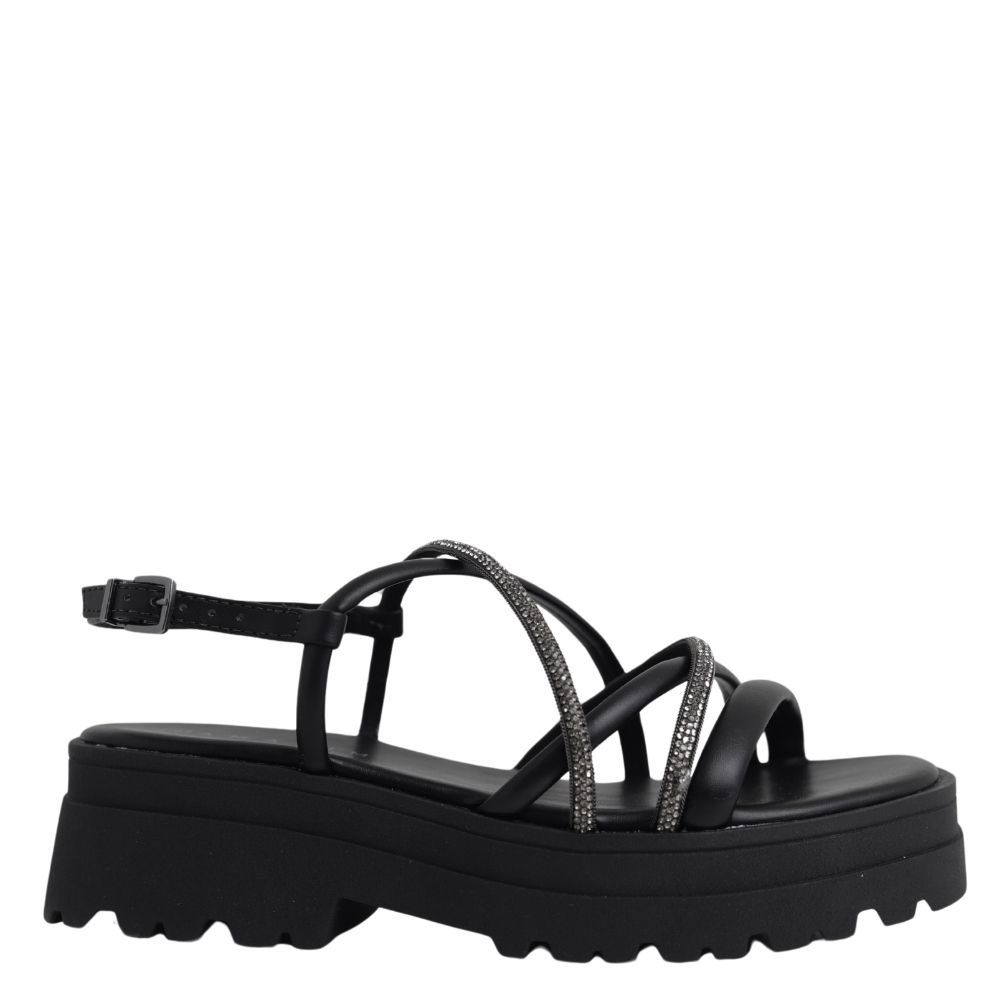 Sandália Flatform Brilho Feminina Conforto Ramarim 24-38203 Preto 2