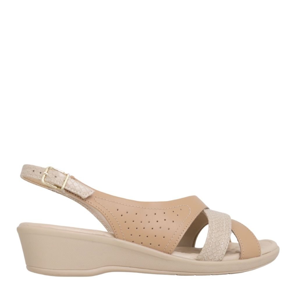 Sandália Anabela Feminina Leve Conforto Comfortflex 24-72405 Bege 2