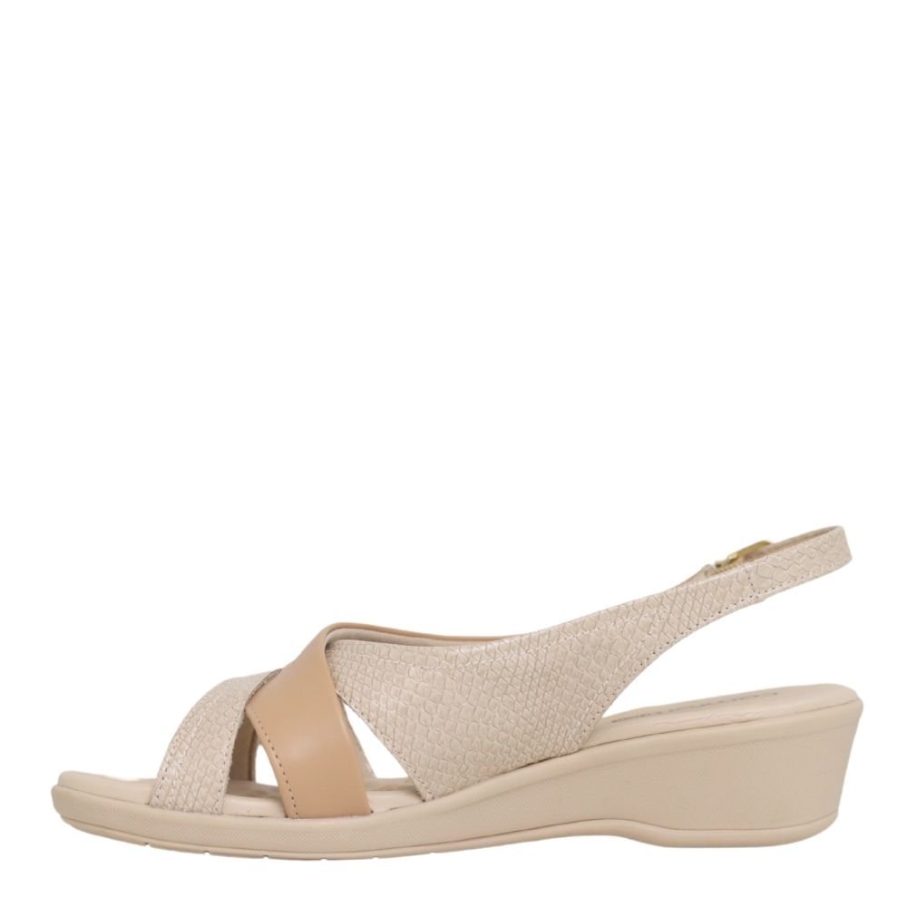 Sandália Anabela Feminina Leve Conforto Comfortflex 24-72405 Bege 3
