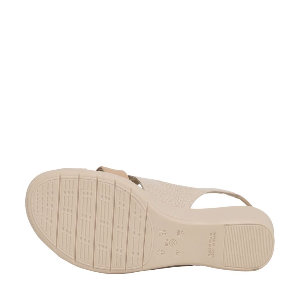 Sandália Anabela Feminina Leve Conforto Comfortflex 24-72405 Bege 5