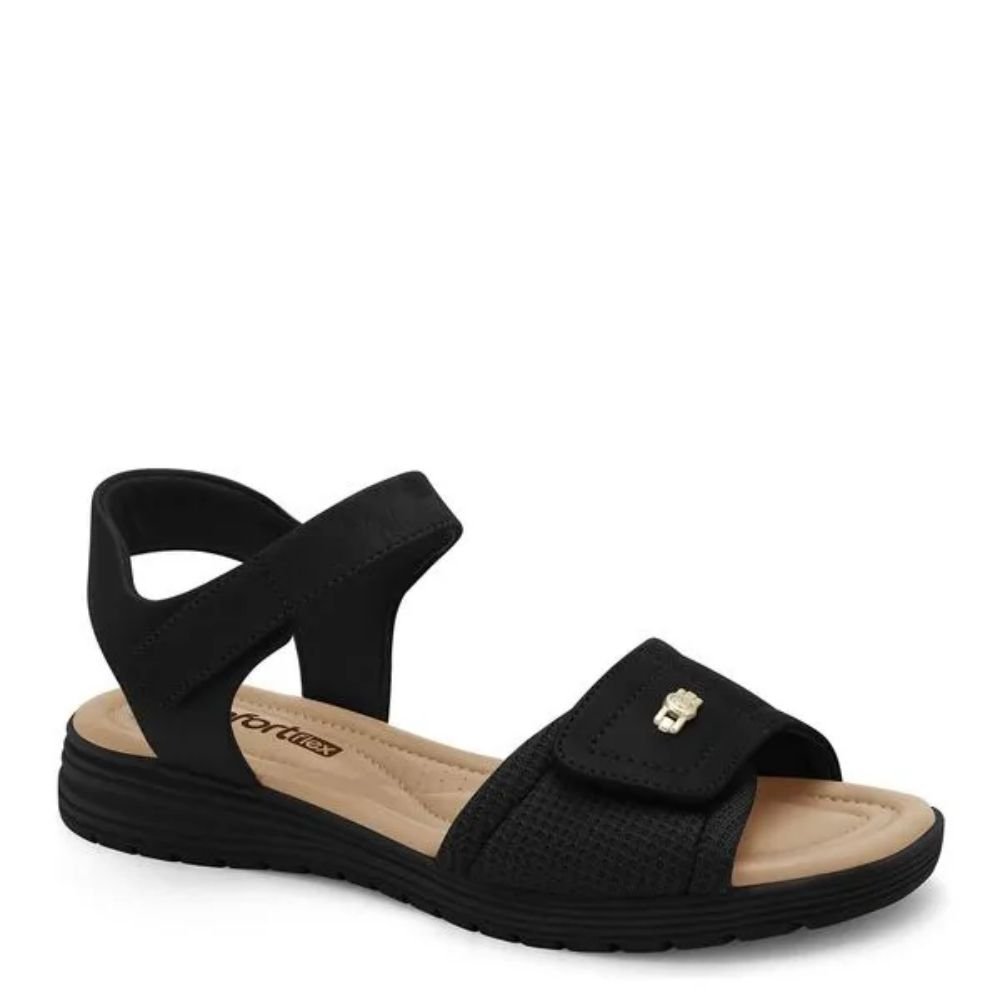 Sandália Feminina Leve Conforto Papete Comfortflex 23-51403 Preto 1