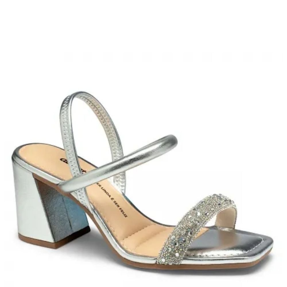 Tamanco Sandália Dakota Feminina Com Brilhos Conforto Y7641 Prata 1
