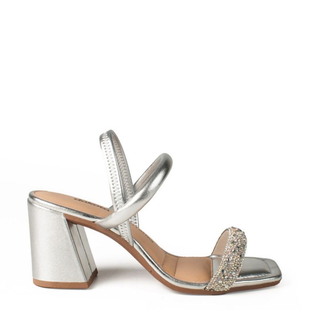 Tamanco Sandália Dakota Feminina Com Brilhos Conforto Y7641 Prata 3