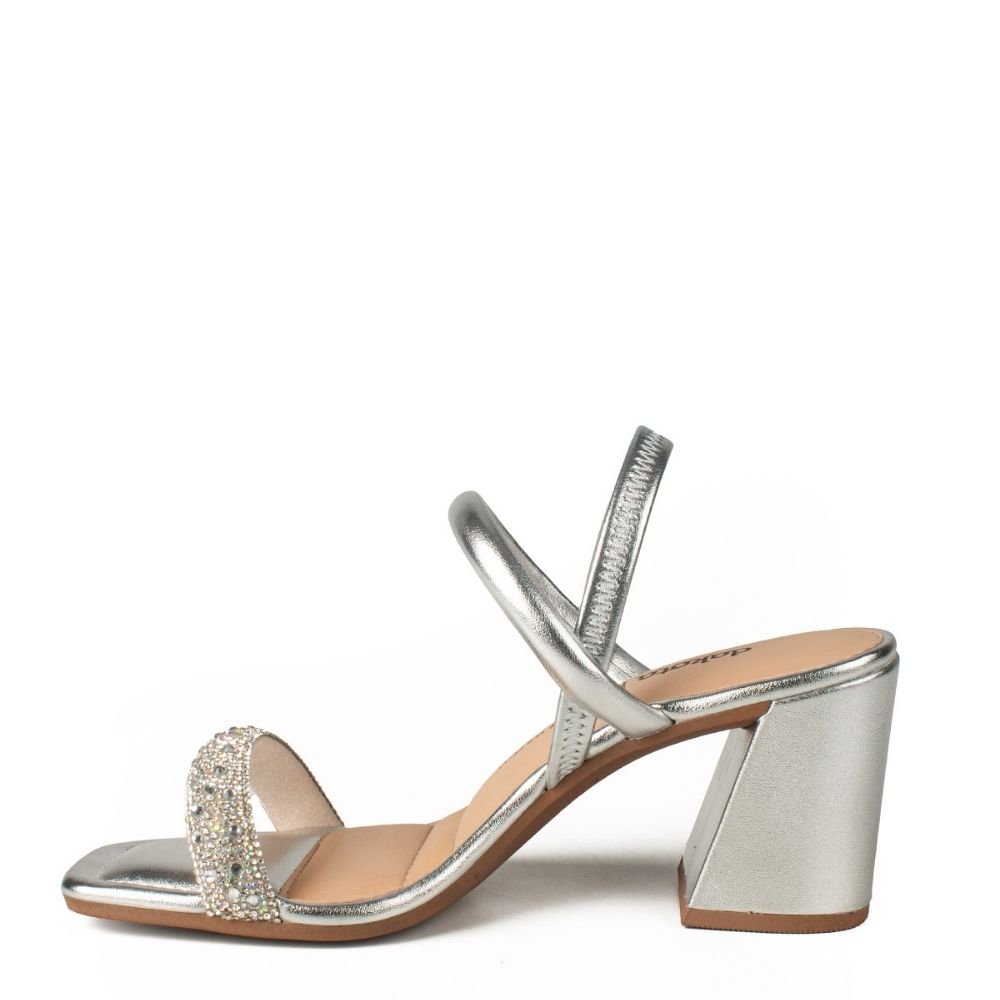 Tamanco Sandália Dakota Feminina Com Brilhos Conforto Y7641 Prata 4