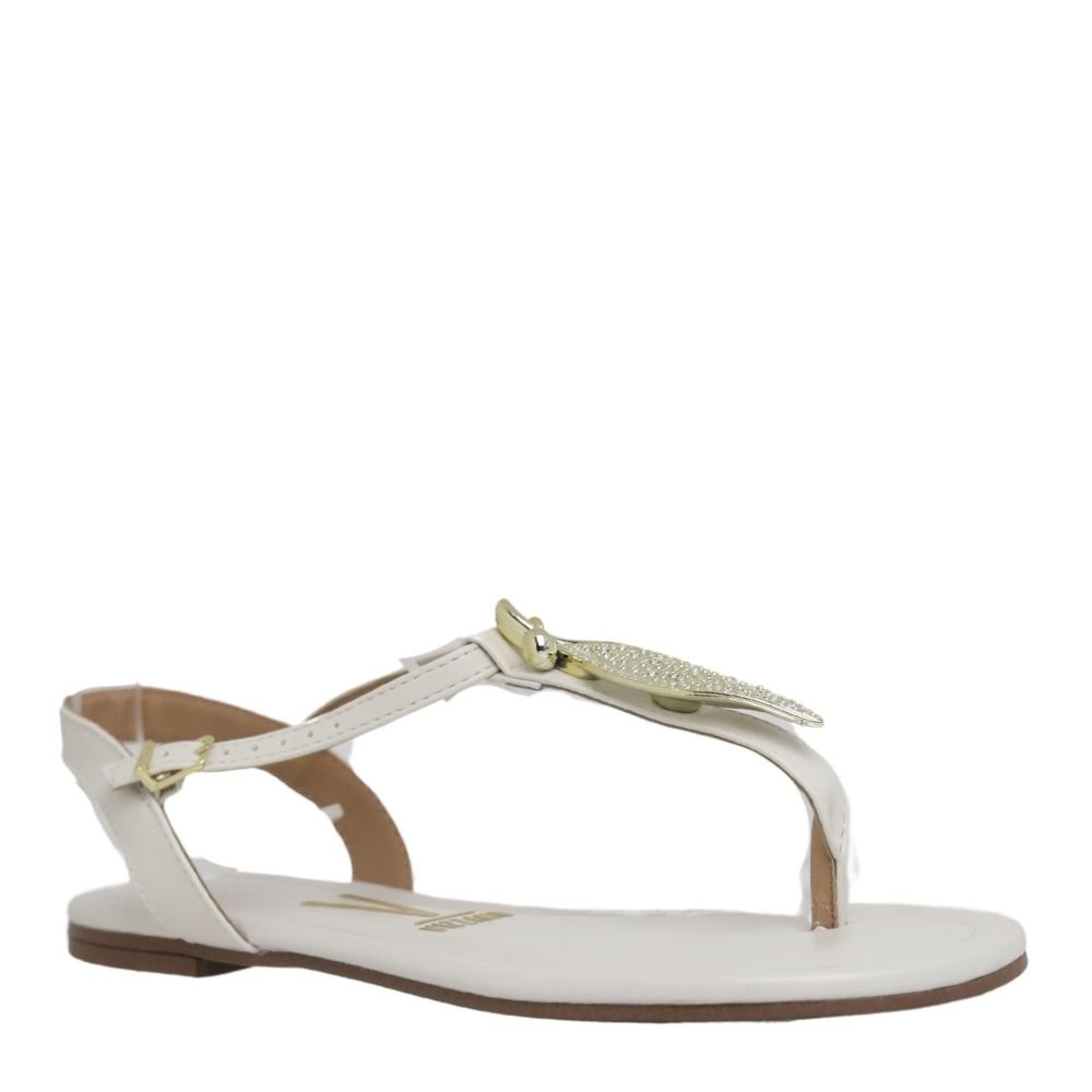 Sandália Rasteira Pedrarias Casual Feminina Vizzano  6371374 Branco 4