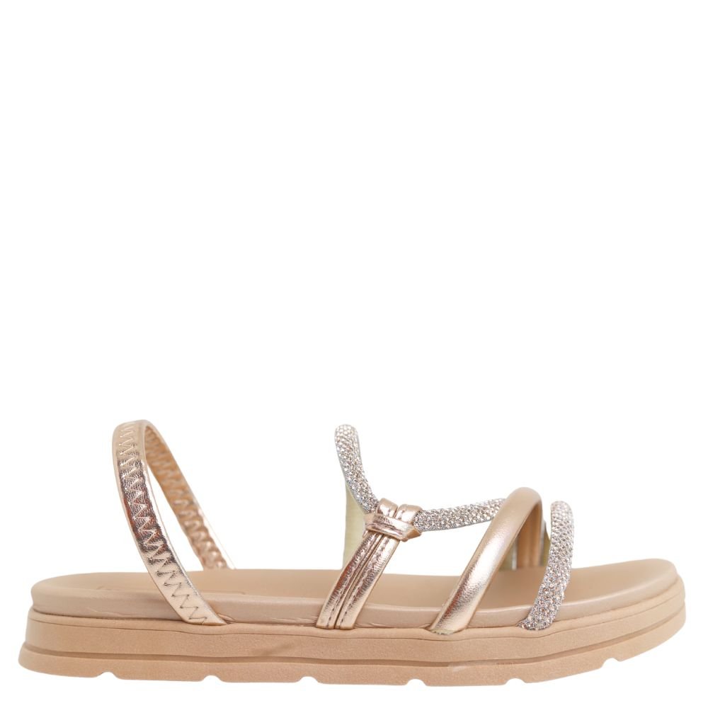 Sandália Feminina Moleca Tiras Glitter Calce facil  5490.113 Dourado 2