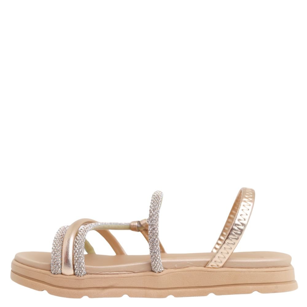 Sandália Feminina Moleca Tiras Glitter Calce facil  5490.113 Dourado 3