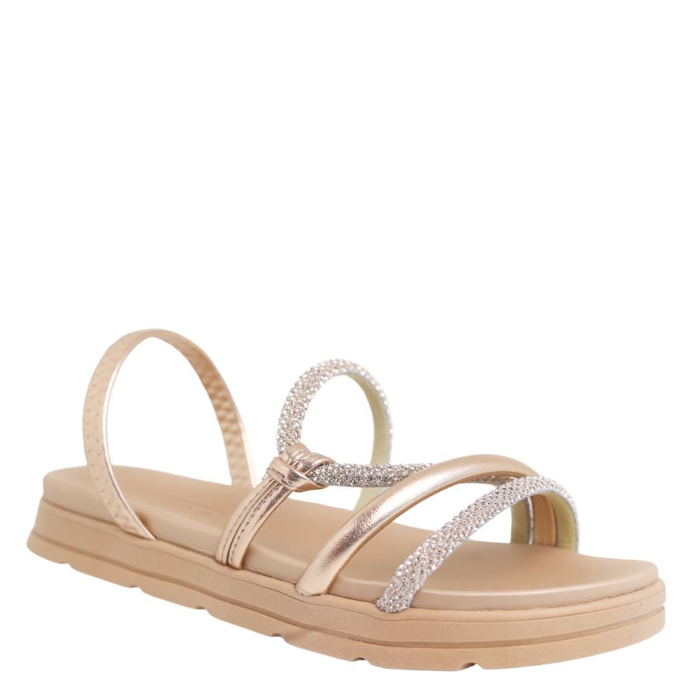 Sandália Feminina Moleca Tiras Glitter Calce facil  5490.113 Dourado 4