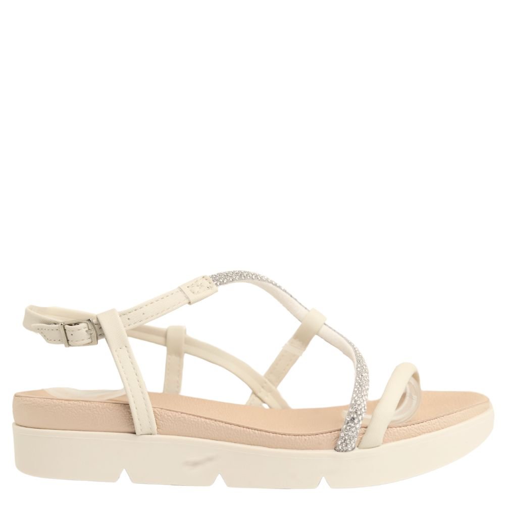 Sandália Feminina Beira Rio Flatform Tiras Strass 8387.531 Branco 2
