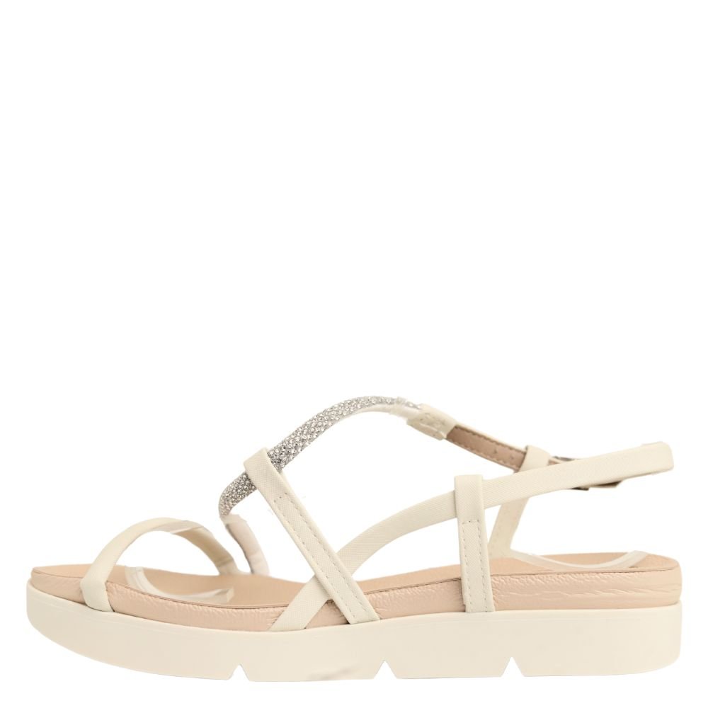 Sandália Feminina Beira Rio Flatform Tiras Strass 8387.531 Branco 3