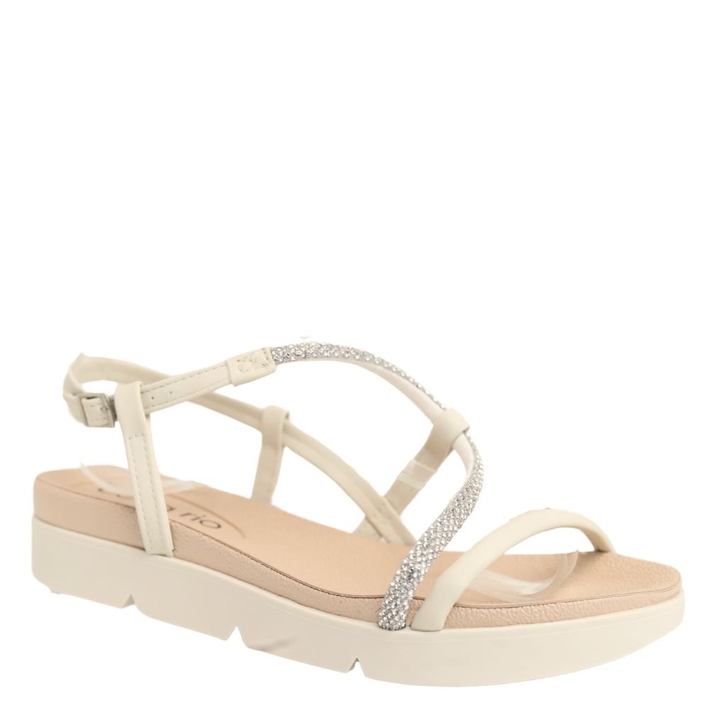 Sandália Feminina Beira Rio Flatform Tiras Strass 8387.531 Branco 4