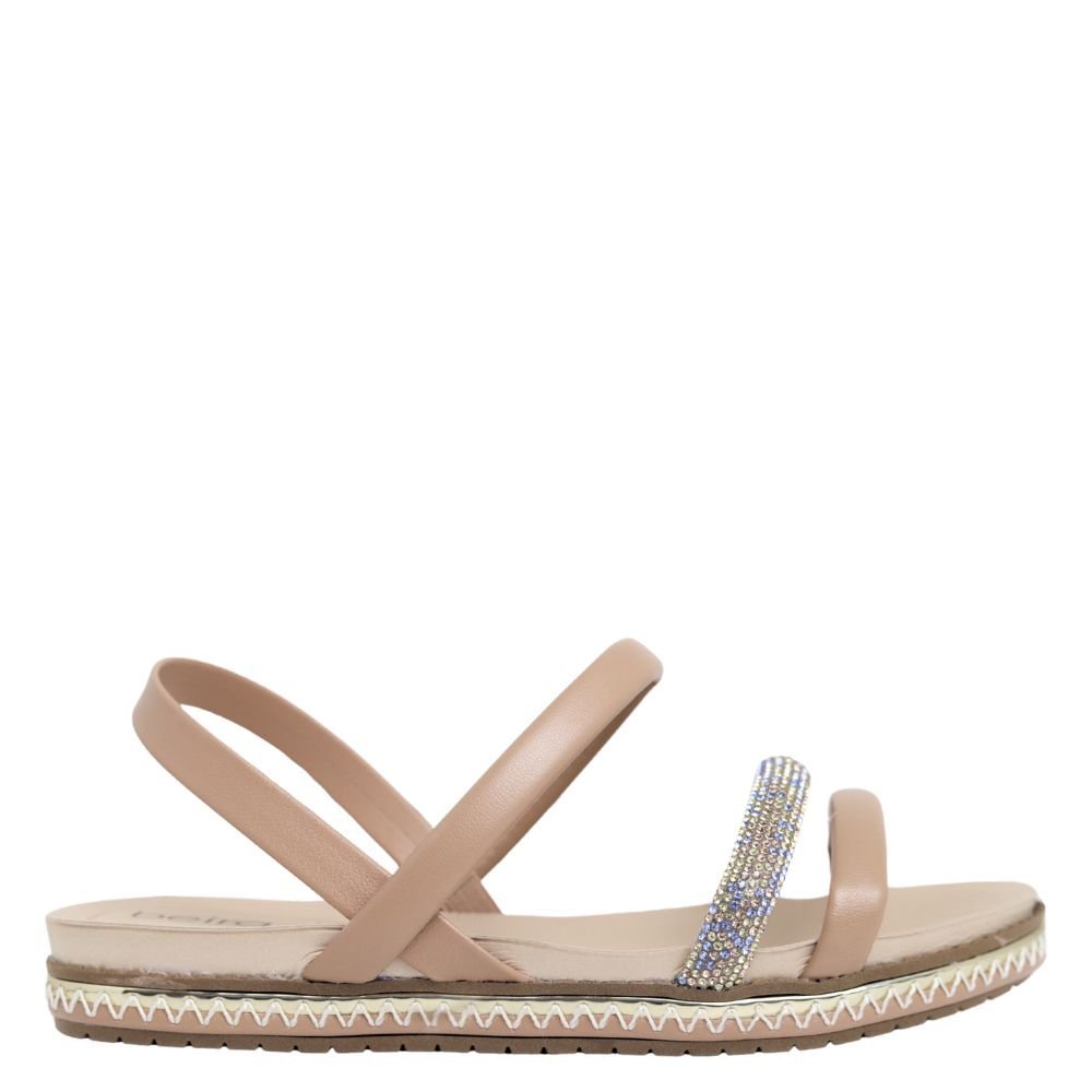 Sandália Feminina Beira Rio Strass Flat Conforto 8321.1546 Bege 2
