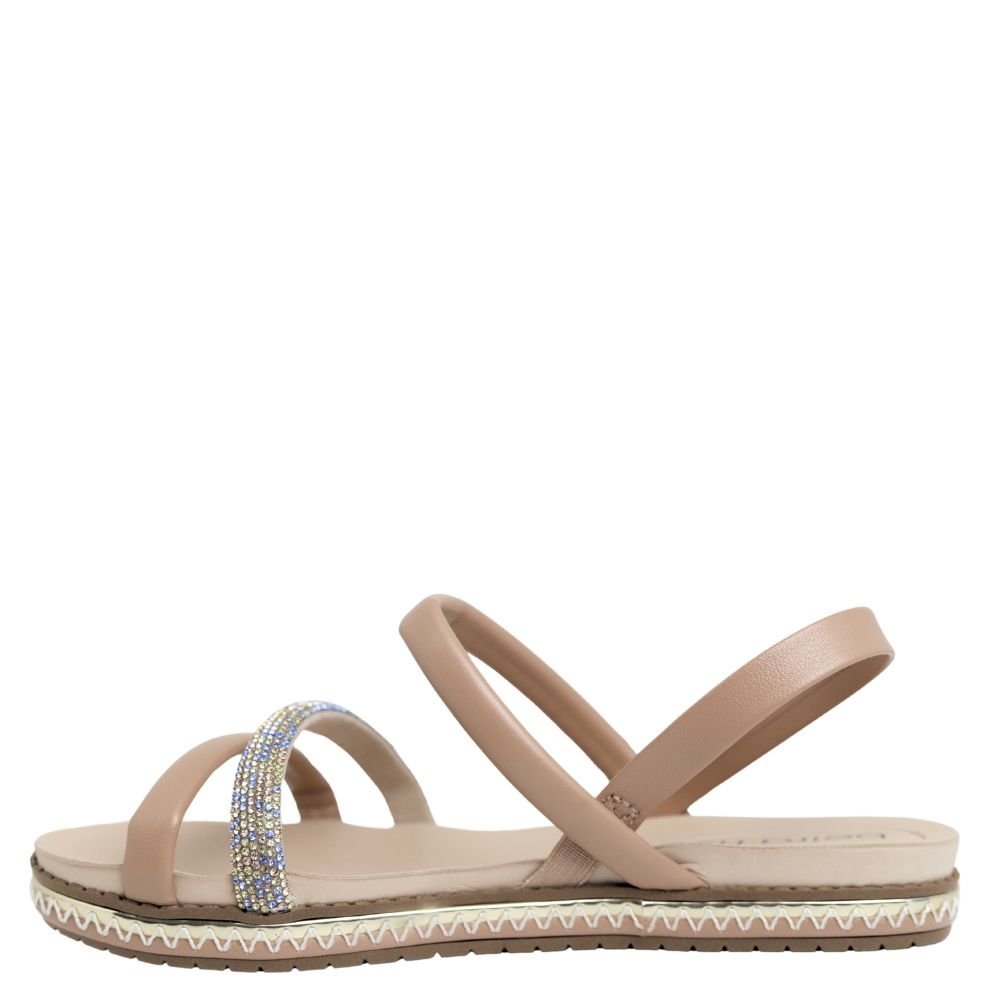 Sandália Feminina Beira Rio Strass Flat Conforto 8321.1546 Bege 3