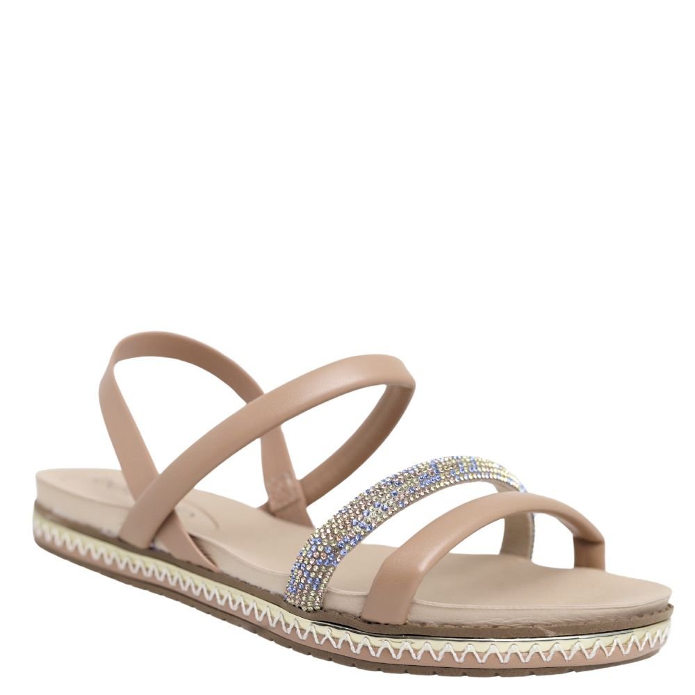 Sandália Feminina Beira Rio Strass Flat Conforto 8321.1546 Bege 4