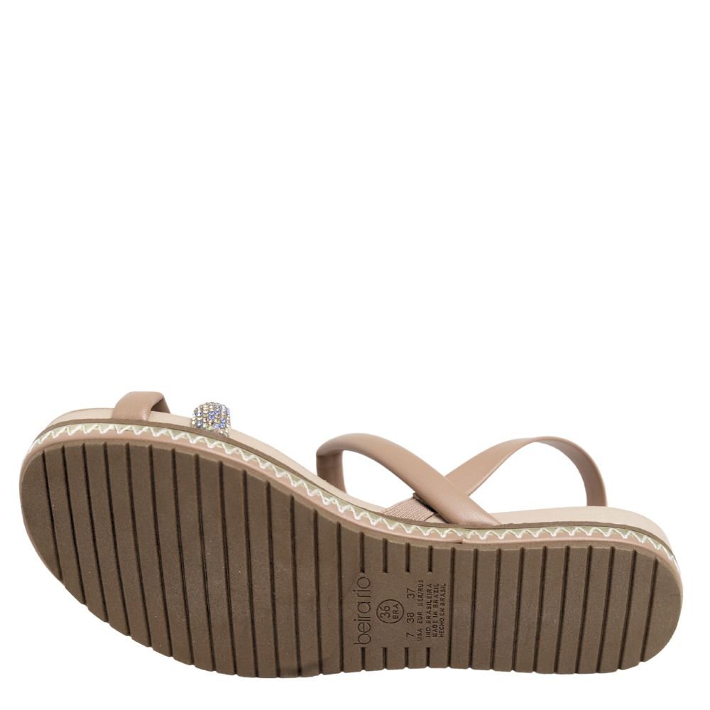 Sandália Feminina Beira Rio Strass Flat Conforto 8321.1546 Bege 5