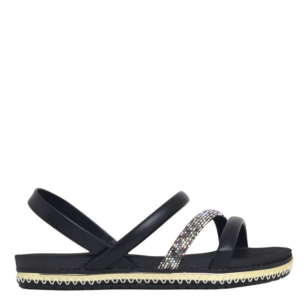 Sandália Feminina Beira Rio Strass Flat Conforto 8321.1546 Preto 2