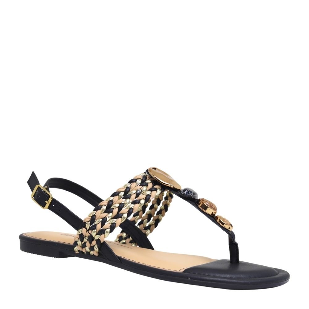 Sandália Feminina Rasteira Pedrarias Conforto Dakota Y7991 Preto 4