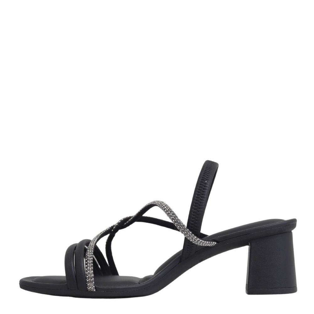 Sandalia Feminina Salto Grosso Brilho Festa Dakota Y7912 Preto 3