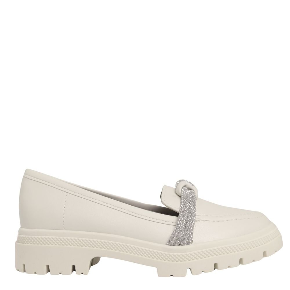 Sapato Feminino  Mocassim Brilho Tratorado Moleca  5775.107 Branco 2