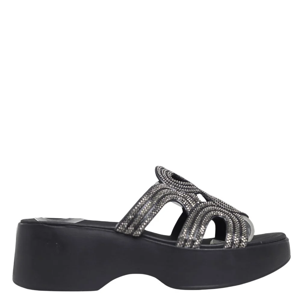 Tamanco Feminino Confortavel Casual Brilho Moleca 5503.108 Preto 2