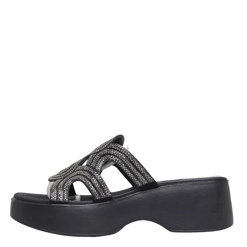 Tamanco Feminino Confortavel Casual Brilho Moleca 5503.108 Preto 3