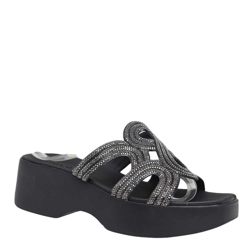 Tamanco Feminino Confortavel Casual Brilho Moleca 5503.108 Preto 4