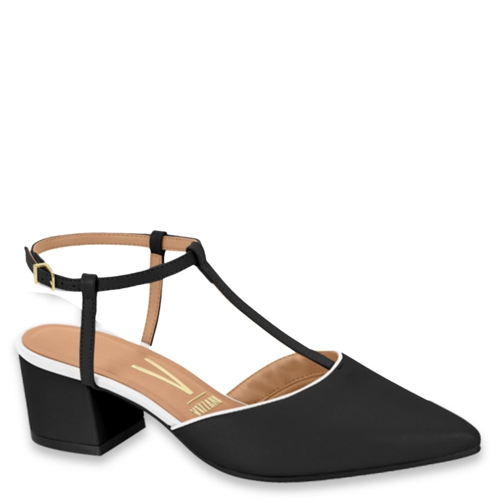 Sandália Feminina Estilo Salto Baixo Grosso Vizzano 1220.363 Preto 1