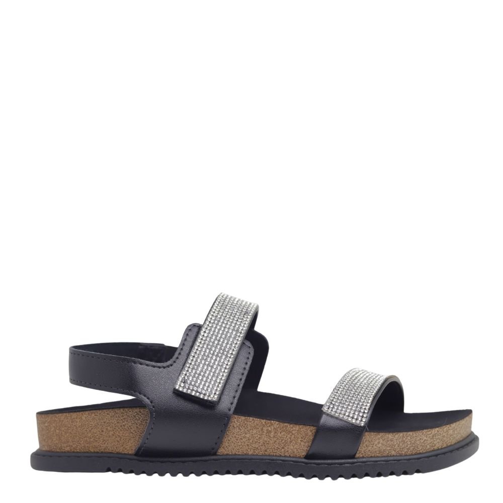 Sandália Feminina Flatform Brilho Velcro Moleca 8523.104 Preto 2