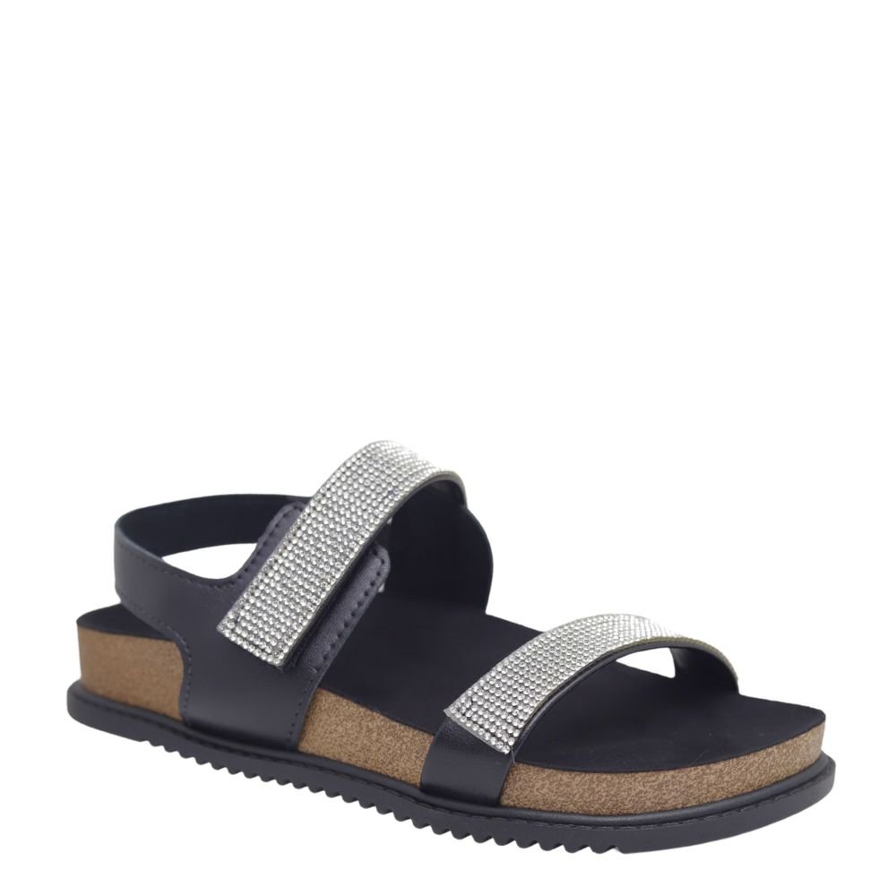 Sandália Feminina Flatform Brilho Velcro Moleca 8523.104 Preto 4