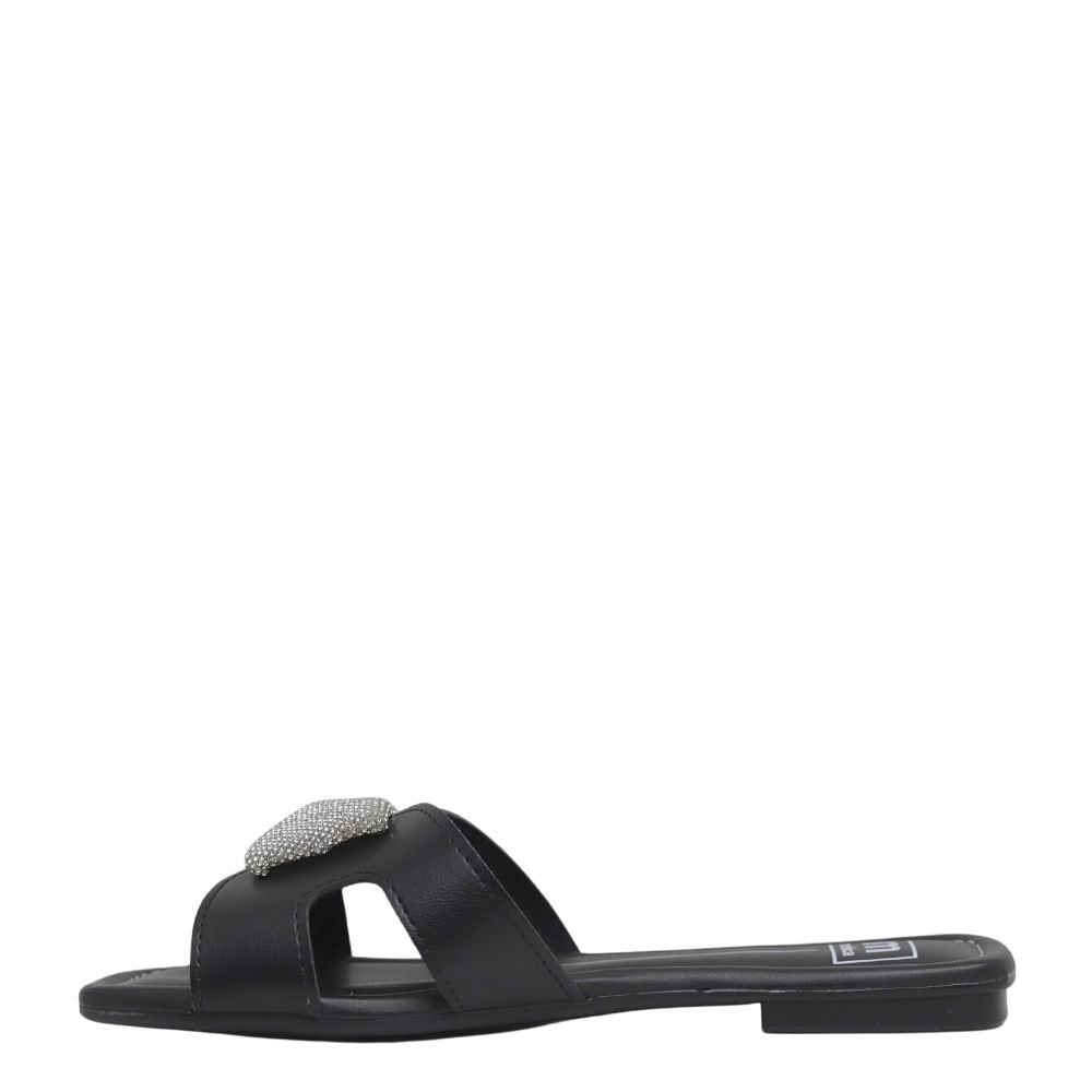 Tamanco Feminino Rasteirinha Brilho Casual Moleca 5462.134 Preto 3