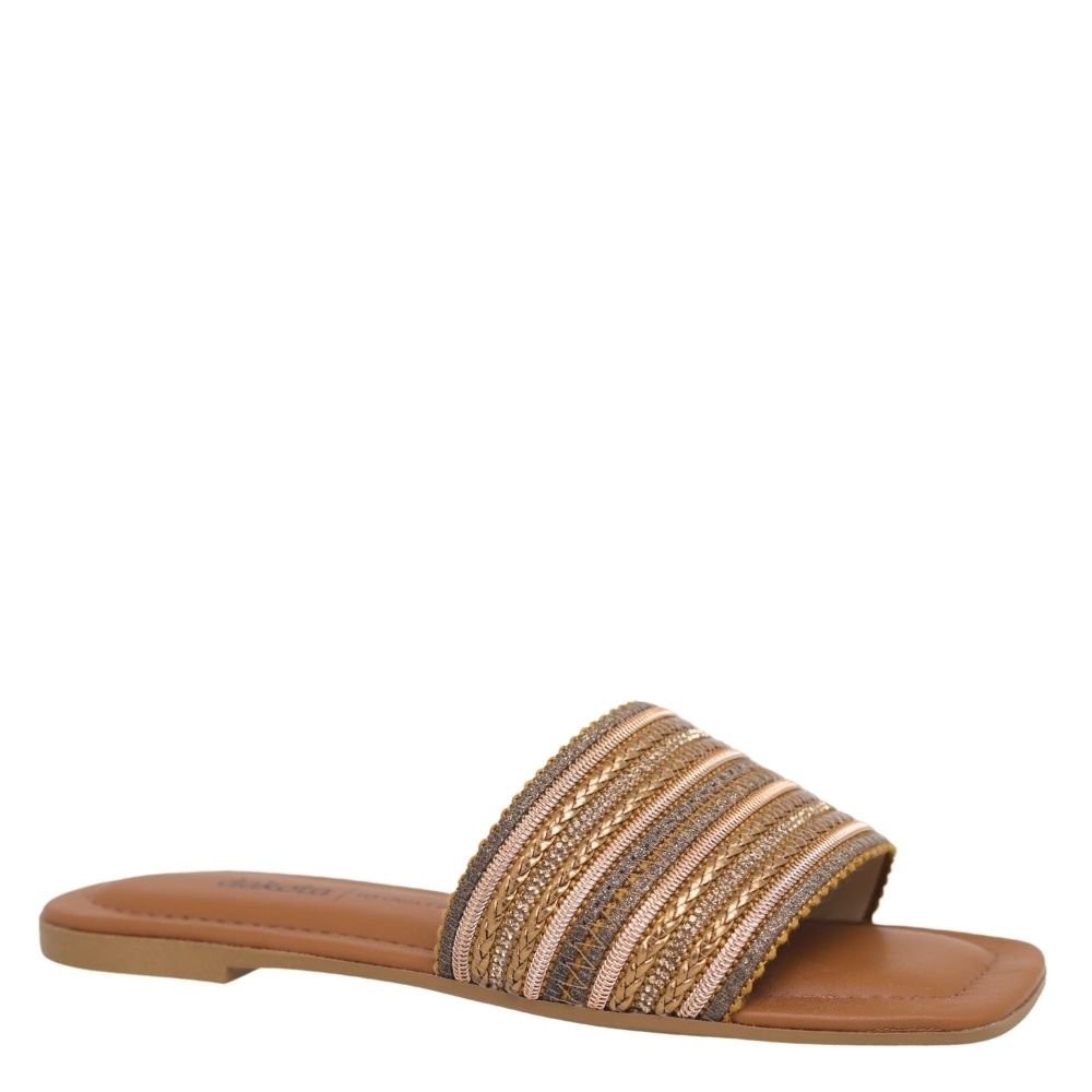 Rasteira Feminina Brilho Casual Macia Conforto Dakota Y8382 Marrom 1