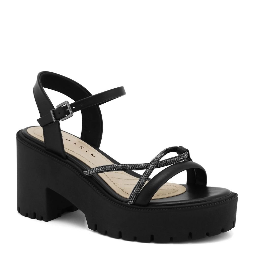 Sandália Ramarim Plataforma Tratorada Strass 24-54202 Preto 1